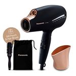 Panasonic EH-NA98 Folding Hairdryer with Nanoe & Double Mineral Technology, Reduces Damage and Split Ends, Gift Set with Hair Brush & Travel Pouch, Built-in Quick Dry, Styling Nozzle, Christmans gifts