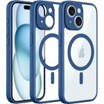 Amozo Mag-Safe Case Compatible for iPhone 15 Cover | Transparent Ultra Hybrid Drop and Camera Protection Back Cover Case Compatible for iPhone 15 (Blue, for iPhone 15)