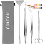 Aquarium Aquascape Tools Kits, CoiTek 4 in 1 Anti-Rust Aquatic Plant Aquascaping Tool Stainless Steel Silver Tweezers Scissors Spatula for Aquarium Tank Clean Fish Tank Silver Aquascape Tools Sets