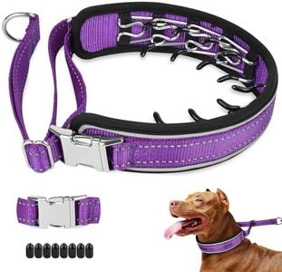 Mayerzon Prong Collar for Large Medium Dogs, Patented Reflective Pinch Collar with Metal Buckle, No Pull Adjustable Hidden Covered Dog Walking Training for Pitbull German Shepherd Doberman(Purple, L)
