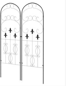 Outsunny Juego de 2 Enrejados de Jardín Soportes para Enredaderas de Acero con Antióxido para Flores Plantas y Decoración Exterior Patio Terraza 45x150 cm Negro