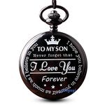 GORBEN Pocket Watches to My Son Forever Gifts for Son from Mom Dad for Christmas Birthday Graduation, Black, Quartz Watches