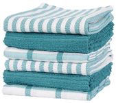 Flat Weave Tea Kitchen Towels - Set of 6 Towels 18 x 28 Inches - 4 Flat Weave Towels for Cooking & Drying Dishes, 2 Tea Towels for Spills & Kitchen Messes (Teal)