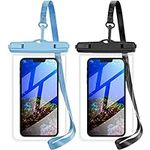 Waterproof Phone Case, 2 Pack IPX8 Universal Waterproof Phone Pouch Dry Bag with Lanyard for iPhone 13 12 11 Pro Max Xs Max XR XS X Samsung S22 S21 S20 Huawei P40 P30, up to 7.0 inch(Black Blue)