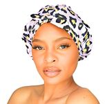 GRACE & COMPANY Luxury Shower Cap For Women & Girls - Reusable, Mold Resistant, Waterproof, Washable & Breathable. Best For All Hair Lengths. Cute Stylish Animal Print Bath Cap - Lucie