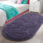 LOCHAS Ultra Soft Children Rugs Room Mat Modern Shaggy Area Rugs Home Decor 2.6' x 5.3', Grey Purple