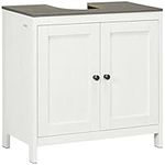 kleankin Bathroom Vanity, Floor Standing Bathroom Vanity Cabinet, Pedestal Sink Storage Cabinet with Adjustable Shelf, Double Doors, White and Grey