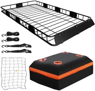 WEIZE 64" x 39" x 5" 200lb Heavy Duty Roof Rack Carrier Basket with Waterproof Bag, Cargo Net and Ratchet Straps, Universal Car Top Luggage Holder for SUV, Truck