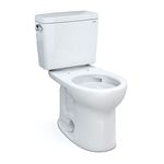 TOTO Drake Two-Piece Round 1.6 GPF Universal Height Tornado Flush Toilet with CEFIONTECT, Cotton White - CST775CSFG#01