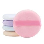 Gleva 5Pcs Washable Makeup Powder Puff, Soft Face Makeup Sponge, Loose powder Foundation Blending Sponges Set, Makeup Blender, Round Shape Reusable Cosmetic Powder Puff Wet & Dry Tool (Multicolor)