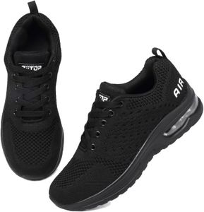 Women’s Running Shoes – Breathable Mesh Air Cushion Trainers, Black