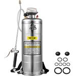 VEVOR 3.5Gallon Stainless Steel Sprayer,l Set with 20’’ Wand& Handle& 3FT Reinforced Hose, Hand Pump Sprayer with Pressure Gauge&Safety Valve, Adjustable Nozzle Suitable for Gardening& Sanitizing