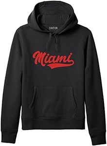 Daxton Adult Unisex Pullover USA Cities State Script Hoodie Fleece Sweatshirt, Miami Black Red, 2XL