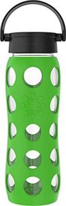 Lifefactory 22-Ounce BPA-Free Glass Water Bottle with Classic Cap and Protective Silicone Sleeve, Moss