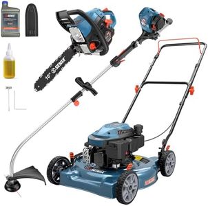 SENIX 20 Inch 144cc Gas Lawn Mower, 26.5 cc Gas Weed Wacker and 16" 46cc 4-Stroke Gas Powered Chainsaws Kit