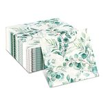 Eucalyptus Napkins, 80 Pack 3-Ply Paper Napkins Disposable Eucalyptus Leaf Paper Green Leaves Guest Towels, Green Vintage Eucalyptus Paper Napkins for Garden Wedding Party