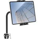 Exercise Bike Tablet Holder, Treadmill Spin Bike Gooseneck Adjustable Arm Mount, Microphone Stand Tablet Holder Stationary Handlebar Tablet Holder Compatible with iPad 4.7-12.9" Tablets