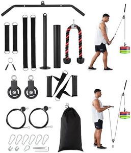 GarveeLife Pulley System for Home Gym, Cable Weight Pulley System Attachments with 2 in 1 LAT Pulldown Bar, Biceps Curl, Tricep Rope, Chest Fly Handles for Arm Workouts Fitness Equipment