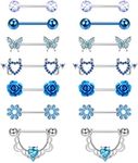 JeryWe 7 Pairs 14G Nipple Rings for