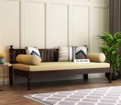 PS DECOR Wooden Couch Diwan Sofa Settee for Living Room and Office | Three 3 Seater Sofa | Sheesham Wood (Walnut)