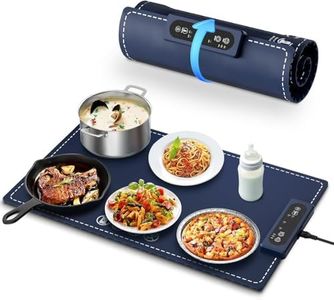 Forubar Food Warming Mat, Electric Warming Tray with 3 Temperature Settings, Roll Up Portable Food Warming for Parties, Buffets Party, Travel, Daily Lives (Navy Blue)