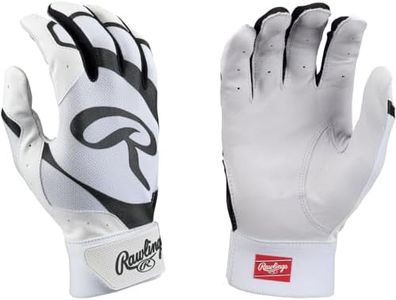 Rawlings | 5150 II Baseball Batting Gloves | White/Black | Youth Medium