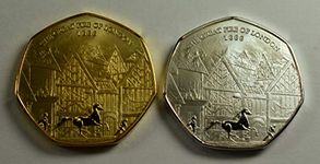 Pair of THE GREAT FIRE OF LONDON 1666 Silver & 24ct Gold Commemorative Coins Albums/50p Collectors, Coin Hunt. PUDDING LANE