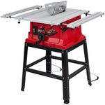 Table Saw, Towallmark 10 Inch 15A Multifunctional Saw with Stand & Push Stick, 90° Cross Cut & 0-45° Bevel Cut, 5000RPM, Adjustable Blade Height for Woodworking