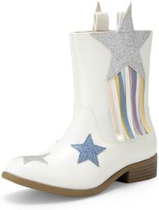 DREAM PAIRS Girls Cowgirl Cowboy Western Mid Calf Tassel Boots,Size 4 Big Kid,WHITE-PU,SDBO2402K