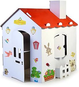 FEBER - Casa de Juegos Infantil de cartón, de tamaño Grande, para Pintar, Colorear y Jugar, con Pegatinas Divertidas, ecohouse, para niños Desde 3 años, Famosa (FEB06000)