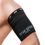 TITAN SPORT Mobile Phone Armband Universal Holder Sleeve, Running/Jogging/Gym/Sport Exercise Arm Bag For Adult Women & Men, Suitable For All Devices Up To 7 Inches, iPhoneSE/X/6/7/8/11/12(Large,Black)