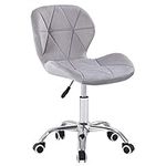 Charles Jacobs Office Swivel Computer Desk Chair with a Height Adjustable Chrome base and Wheels - Grey Velvet