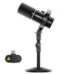 MAONO PD200W Hybrid Wireless Podcast Microphone for PC, Dynamic XLR USB Mic with Desktop Stand, Software, Noise Cancellation, for Vocal Recording, Streaming, Content Creation, Home Studio, Voiceover