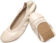 NITTI Women's Ballet Flats Classic Round Toe Flats Shoes Casual Comfort Slip On Soft Walking Shoes, Beige, 7