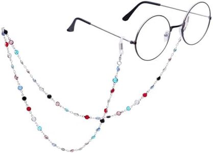 LERTREE Colorful Beaded Eyeglass Chains Sunglass Lanyard Eyewear Retainer Sunglasses Strap Crystal Beaded Chain for Women Girls (Silver)