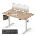 FEZIBO Standing Desk 47 x 24 Inch, Height Adjustable Desk with Memory Buttons, Electric Sit Stand Desk with 7th Gen Lift System, Home Office Table with Splice Board (Maple)