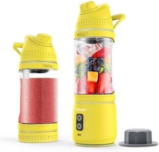 Portable Blender for Smoothies and Shakes, Anti-Jamming, 24oz USB-C Rechargeable, BPA-Free, Electric Protein Shaker Bottle with Travel Lid for Kitchen, Gym & Office. (Yellow Base Yellow Lid)