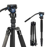 SIRUI Carbon Fiber Camera Tripod Monopod with VA-5 Fluid Pan Head, 62.6?Heavy Duty Tripod Kit for DSRL, Binocular, Spotting Scope, Quick Release Plate, 1/4" 3/8" Screws, Payload 6.6lbs -Traveler VC