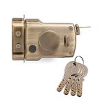 Godrej Rim Lock | ULTC Trio Shaft | 1CK Deadbolt | for Left & Right Handed Doors,Inside Opening Wooden Doors | 4 Keys | 5 Years Warranty | Manual Locking | Free Installation*