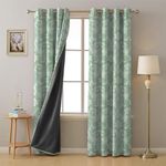 SPACES DRAPE STORY Premium Polyester Blackout Curtains - 95-98% Light Blocking - Digital Printed Indie - Heavy Fabric, Set Of 2-8Ft Long Opaque Door Curtains, Pistachio Green