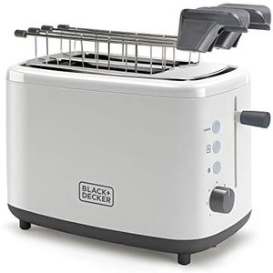 BLACK+DECKER BXTOA820E - Grille-Pain 820W, 2 Fentes, 3 Fonctions, 7 Niveaux de brunissage, 2 Pinces pour Tous Types de Pain, Fonction Stop, ramasse-miettes, Blanc