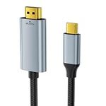 BYEASY USB C to HDMI Cable 3.3ft, 4K@30Hz Type C 3.1 to HDMI Cable, Thunderbolt 3/4 HDMI Lead Compatible with iPhone 15/MacBook Pro/Air, iPad Pro/Air/Mini
