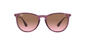 Ray-Ban RB4171 Erika Round Sunglasses, Transparent Violet/Pink Gradient Brown, 54 mm