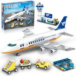 HOGOKIDS City Passenger Airplane Building Set with LED Light, 901 PCS Plane Building Blocks with Airport Terminal, Radar Tower, Luggage Trailer, Planes Model Toys Gifts for Kids Boys Girls Age 6-12