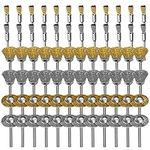 EEEKit 72PCS Wire Wheel Brush Set,Brass Coated Stainless Steel Wire Wheel,Pen Polish Cleaning Brush Kit for Removal Rust Corrosion Paint Polishing Compatible with 1/8inch(3mm) Shank Dremel Rotary Tool