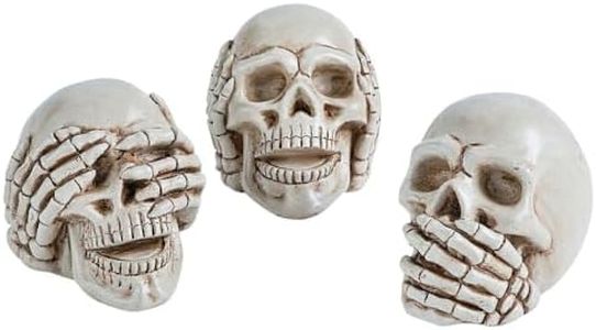 Fun Express Hear no Evil/See no Evil/Speak no Evil Skull Set (3 Pieces) Halloween Decor, 5"