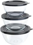 Babish Glass Mixing Bowl Set with Lids, 3-Piece