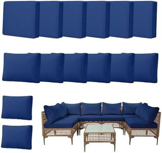 14pcs Outdoor Patio Cushion Covers Replacement, 25.6" Zippered Outdoor Cushion Covers Waterproof, UV Resistant & Washable Patio Furniture Cushion Covers Waterproof for Patio Sectional, Navy Blue