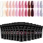 Poly Nail Gel Kit, Poly Nail Gel Set 14 Colour 15ml Clear Nude Pink Builder Nail Gel Set Nail Extension Gel Basic Gifts Set for Women