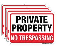 Private Property No Trespassing Metal Sign (4 Pack), 10 x 7 Inches Rust Free .040 Aluminum Sign – Reflective – Weatherproof - Easy to Mount - Indoor or Outdoor Use